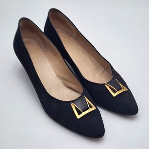 Bruno Magli Pumps Heel Shoes Womens Size 7AAA‎ Black Vero Cuoio Textured